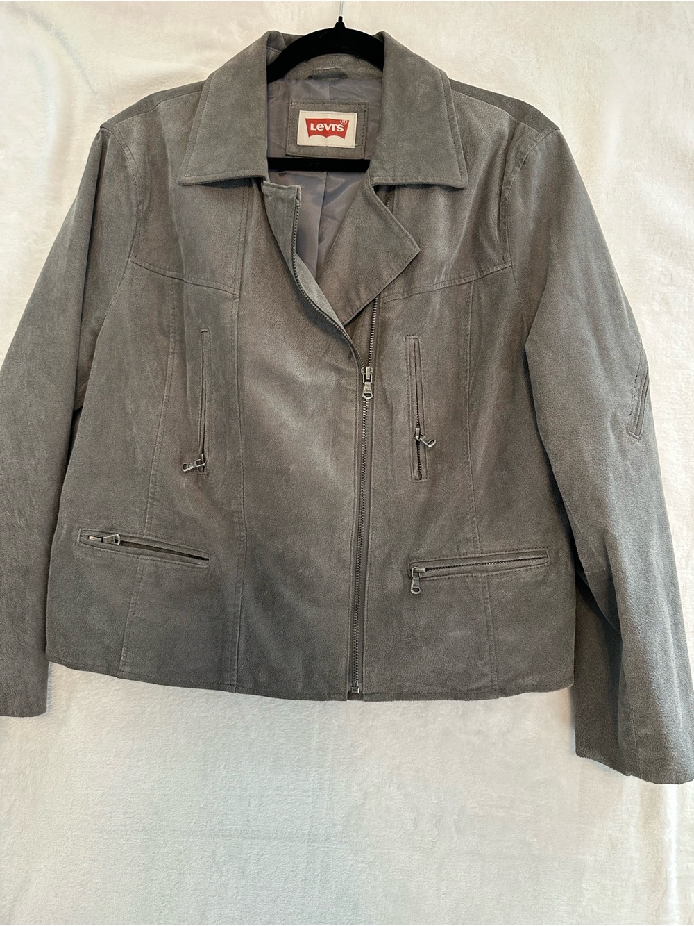 Levi's Gray Suede Leather Women’s Zip-Up Motorcycle Jacket - XL